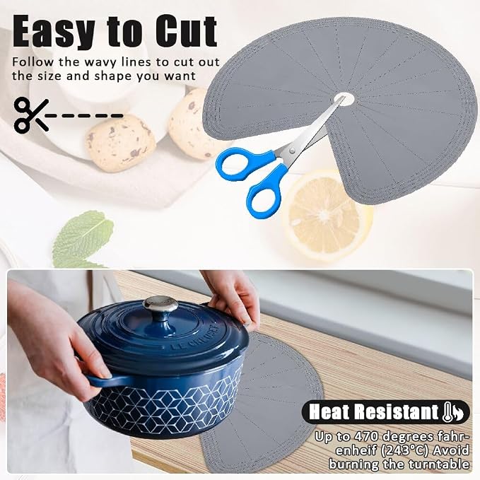 2 PCS 26" Lazy Susan Shelf Liner, Jaxbo Silicone Lazy Susan Liner for Dual Tier Pie Cut Organizer,Non-Slip Thermal Protection Mat - Image 4