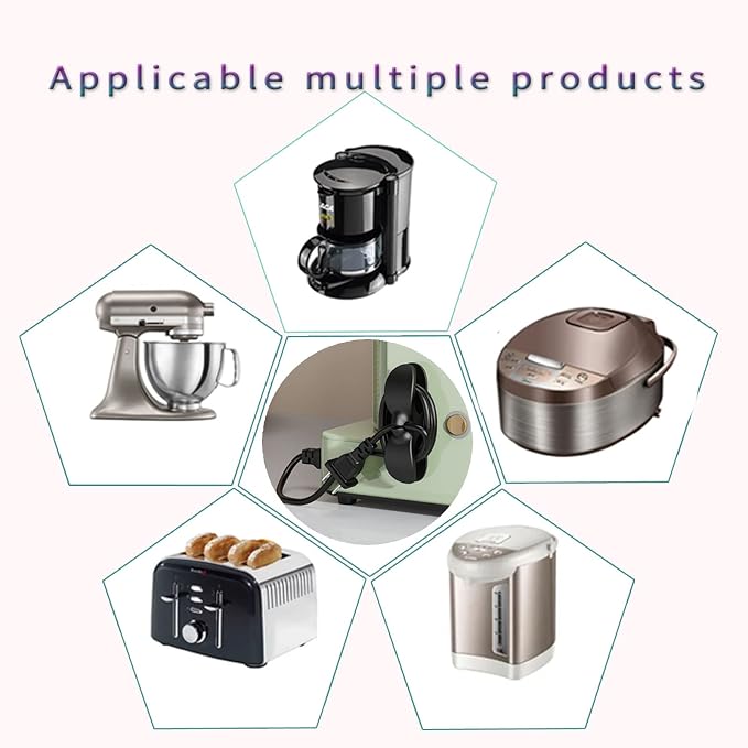 4PCS Cord Organizer For Appliances,UMUST Kitchen Appliance Cord Winder Holder, Cable Wrapper Stick Firmly for Coffee Maker Pressure Cooker Etc (Black) - Image 3