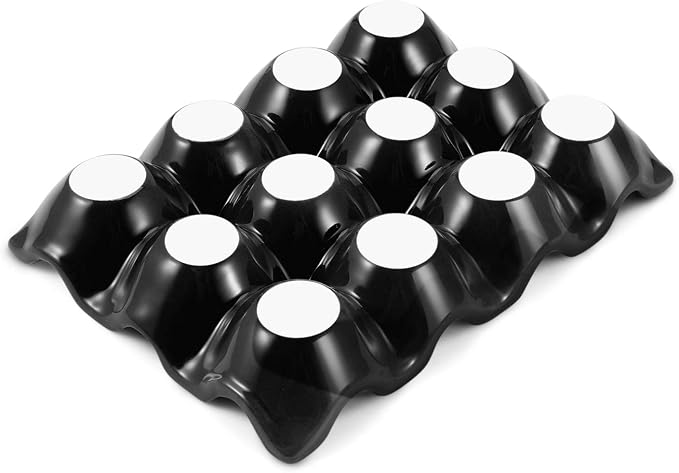 Flexzion 12 Cup Ceramic Egg Tray - Whole Dozen Porcelain Egg Holder Container Storage Organizer Decorative Serving Stand Serveware for Refrigerator Countertop - Image 8