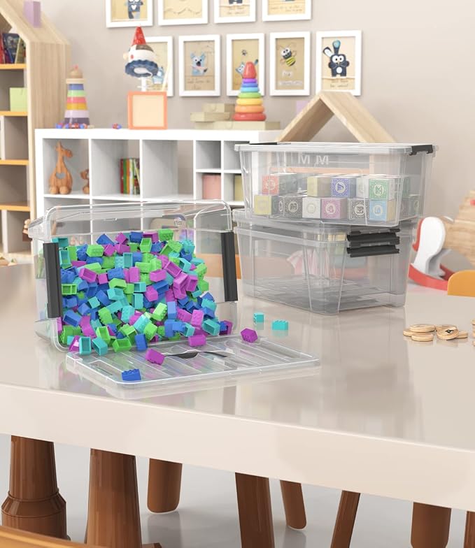 WYT Clear Storage Latch Bins, 6-Pack Storage Organizer Box with Handle and Lids, 5-Litre - Image 7
