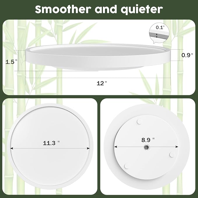 White Lazy Susan for Table, 12 Inch Non-Skid Bamboo Turntable Organizer | Salt Pepper Spices and Olive Oil Next to Stove, Wooden Lazy Susan Organizer for Kitchen Countertop Organizer - Image 7