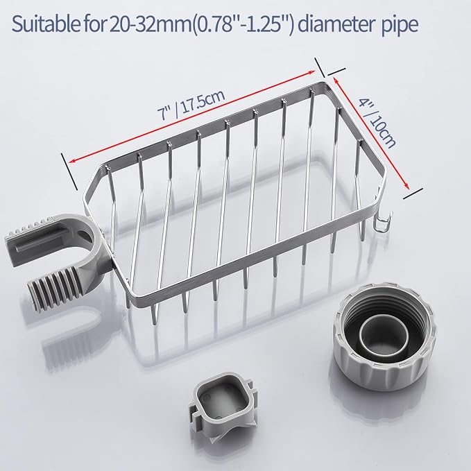 LONIN Sponge Holder Over Faucet Kitchen Sink Caddy Organizer, Stainless Steel Sink Rack for Sponge, Brush and Soap, Quick Drain Hanging Faucet Holder - Image 8