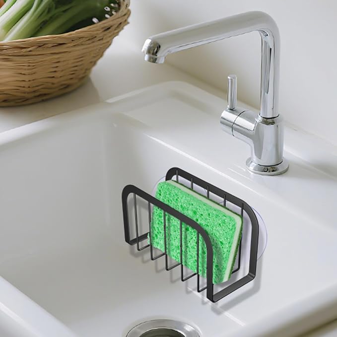 Sponge Holder for Kitchen Sink,Kitchen Sink Caddy with Sponge Holder-Black - Image 6
