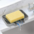 JACZZO Silicone Soap Dish for Shower and Bathroom - Small Bar Soap Holder with Self Draining Spout - Non-Slip Sink Tray Organizer for Kitchen Counter and Narrow Ledge, Gray (3.5" x 5") by JACZZO