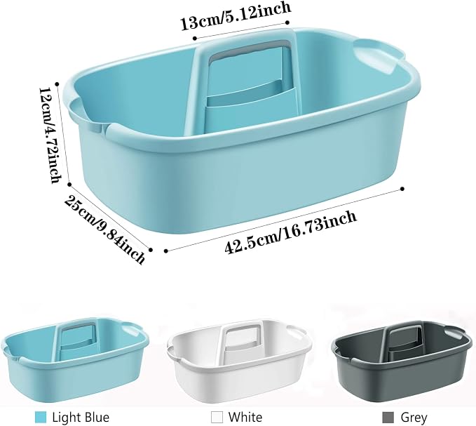 Large Cleaning Supplies Caddy with Handle, Plastic Storage Bucket Organizer for Cleaning Products, Shower Caddy Basket for Car, Dorm, Bathroom, Garden, Kitchen - Blue - Image 3