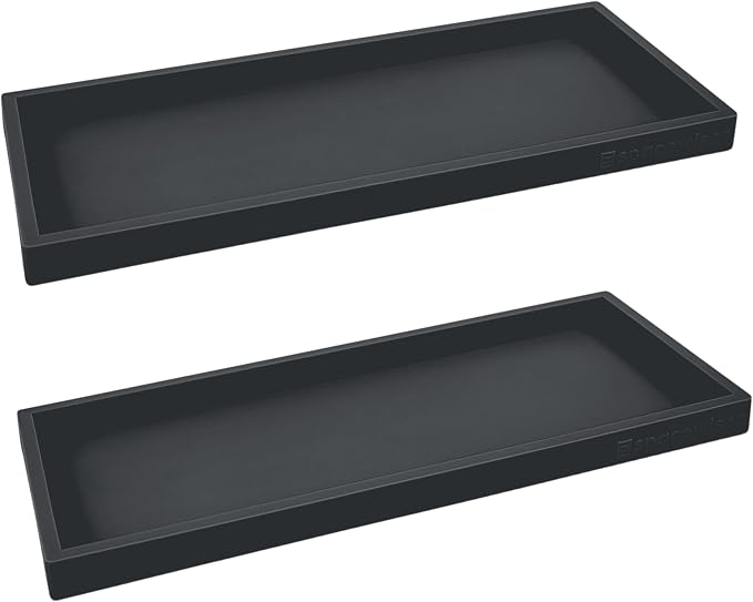 Silicone Countertop & Vanity Bathroom Tray – 2 PC 11.7" | Bathroom Tray Set, Bathroom Tray Countertop, Bathroom Counter Tray, Dish Soap Kitchen Tray & Bathroom Organizer Countertop by Spacewiser