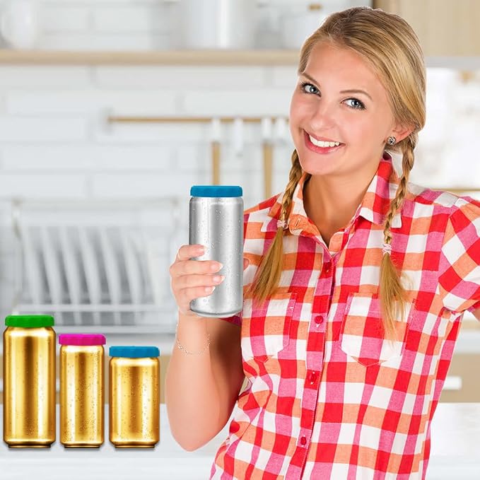 Silicone Soda Can Lids, 6 Pack Reusable Silicone Can Covers, Can Stopper or Protector For Soda, Beer, Drink, Juice, Coke, Beverage, Fits Standard Cans - Image 3