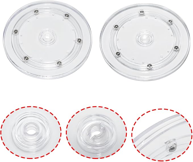 2Pcs Clear Acrylic Lazy Susan 6 Inch Turntable Organizer Bearings | Mini Lazy Susan, Small Lazy Susan Turntable, 360° Rotating Swivel Plate for Spice Rack, Cosmetic, Cake, Pantry, DIY Display - Image 4