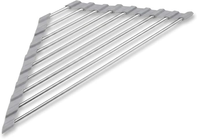 Triangle Sink Corner Dish Drying Rack, Gray Foldable Roll Up Dish Drainer, Multipurpose Kitchen Counter Storage Organizer Drainer Mat by Unknown