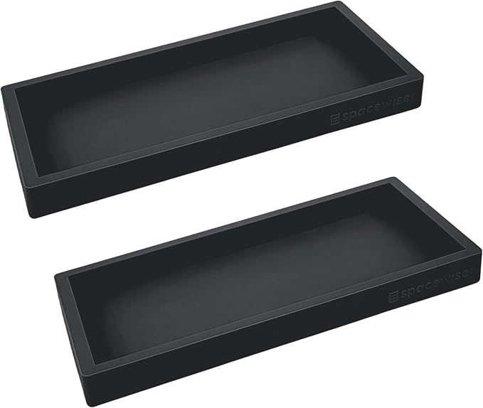 Countertop & Vanity Silicone Tray – 2 PC Small 7.7" Soap Tray | Kitchen Soap Tray Set, Dish Soap Tray for Kitchen Counter, Kitchen Sink Tray, Silicone Soap Dispenser Tray & Sponge Holder by Spacewiser