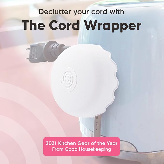 2-Pack Patented Heat-Resistant Cord Organizer for Appliances, Kitchen, Computers & More | Stick-On Cord Wrappers with Flexible Base, Secure Scalloped Edge, White (3 x 1.5 Inches) - Image 2