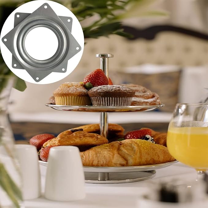 2 Pcs 4 Inch Susan Turntable Bearings Susan Turntable Lazy Susan Turntable Square Rotating Bearing Plate Lazy Susan Hardware Swivel Plate, for Swivel Plate,Corner Cabinet,Revolving Shelve in Kitchen - Image 6