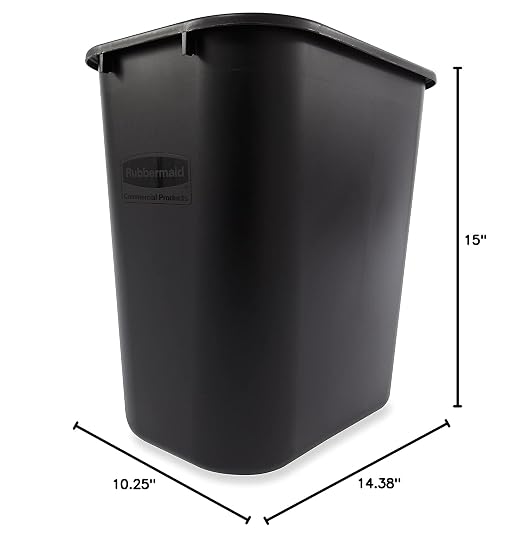 Rubbermaid Commercial Products Resin Wastebasket/Trash Can, 7-Gallon/28-Quart, Black, Plastic, for Bedroom/Bathroom/Office, Fits Under Desk/Sink/Cabinet - Image 7