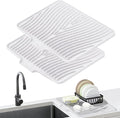 TIKNIK Silicone Dish Drying Mat for Kitchen Counter, White-2pcs, 16" x 12" | Heat Resistant & Non-Slip Dish Drain Pad with Built-In Drain, Dishwasher Safe, Quick-Dry, Hangable & Roll-Up for Storage by TIKNIKHomeOutdoor