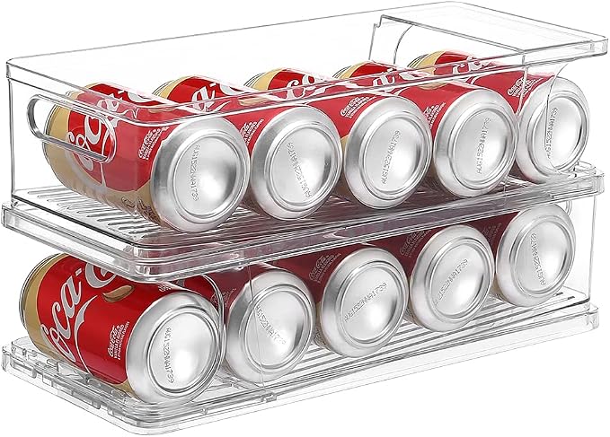 Xicennego 2-Tier Stackable Soda Can Organizer for Refrigerator, Fridge Can Organizer Dispenser, Beverage Can Holder for Refrigerator, Pantry, Cupboard by Xicennego