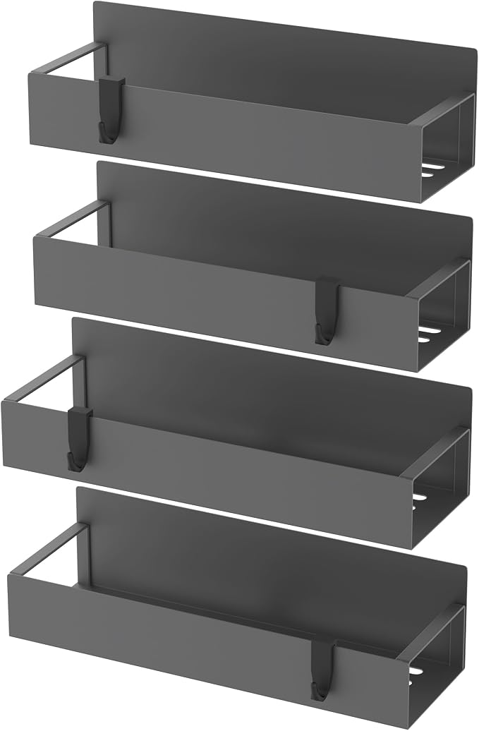 Metal Magnetic Spice Rack for Refrigerator Dark Gray, 4 Pack | Magnetic Shelves Heavy Duty for Fridge in Kitchen, Seasoning Storage Organizer, For Oven Washer and Dryer, For Heavier Items - Image 6