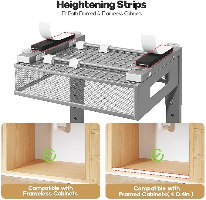 Under Sink Organizer, 2-Tier Dual Pull Out Cabinet Organizer Drawers With Smooth Circular Rail,Large Capacity Metal Mesh Sliding Shelves For Bathroom& Kitchen Storage,Height Adjustable–Gun Gray,1 Pack - Image 5