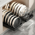 pots and pans organizer under cabinet,pot lid organizers inside cabinet holders for kitchen,Horizontal and vertical pulling modes,cast iron storage (Black Vertical pull-out) by Unknown