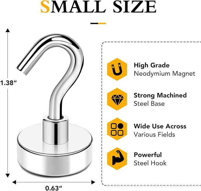 Magnetic Hooks for Cruise Cabins, 30LBS+, 36 Pack, Silver | Cruise Essentials 2026, Heavy Duty Magnets Hooks for Refrigerator, Storage, Grill, Hanging and Kitchen - Image 2