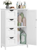 VASAGLE Storage Cabinet with Drawers, Freestanding Floor Cabinet with Door, 11.8 x 21.7 x 32.3 Inches, Adjustable Shelf, for Bathroom, Living Room, Kitchen, Cloud White ULHC041WH01S by Unknown