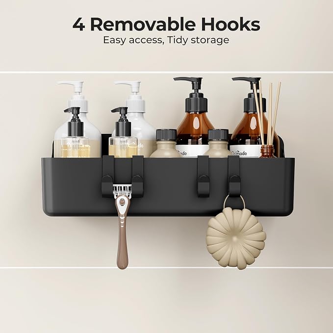 Orimade Shower Caddy 4-Pack, No-Drill Adhesive Shelves for Bathroom, Rustproof ABS Storage Organizer Set, Black - Image 9