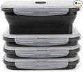 Collapsible Silicone Food Storage Containers Set with Lid & Air Vent,Foldable Lunch Containers(4PCS,Black,27oz) by SiliseaDirect