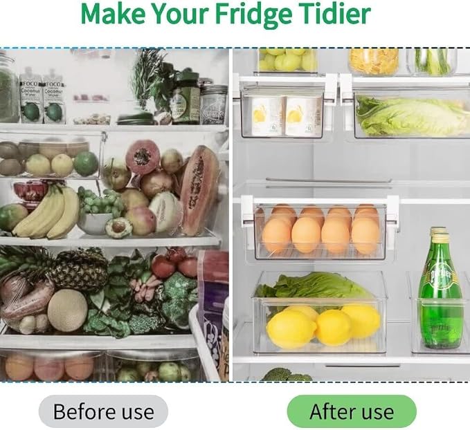 Refrigerator Organizer Drawer,Plastic Fridge Drawer With Handle Pull Out Fridge Bins Organizer, Extra-Long Stretch 19.5",Cheese, Deli Meat, Drinks, Fruit, Vegetable - Image 4