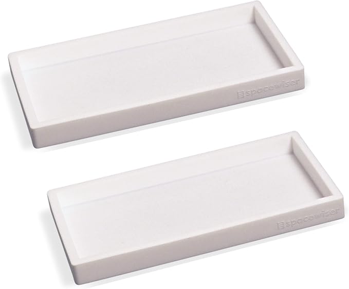 Countertop & Vanity Silicone Tray – 2 PC Small 7.7" Soap Tray | Kitchen Soap Tray Set, Dish Soap Tray for Kitchen Counter, Kitchen Sink Tray, Silicone Soap Dispenser Tray & Sponge Holder by Spacewiser