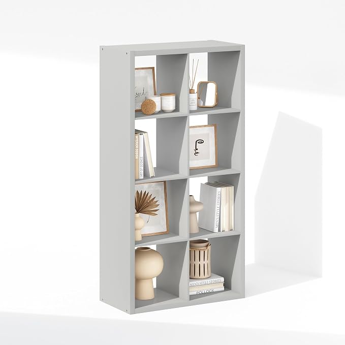 Furinno Simple 8-Cube Storage Organizer, Extra Thick Frame, Pale Grey | Vertical/Horizontal, Open Back, Display Shelf, Shelving Unit, Storage Shelves, for Organization, Living Room, Home Office - Image 6