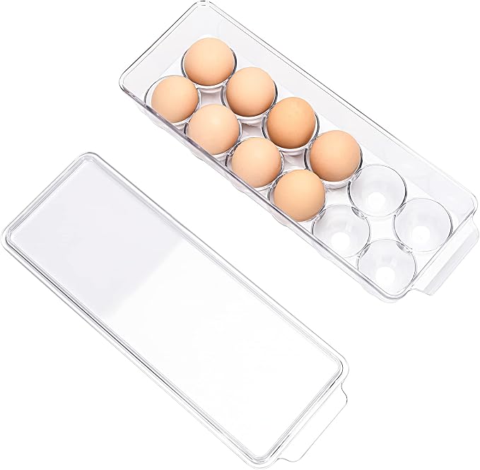 12 Eggs Holder for Refrigerator, Clear Egg Container for Fridge, Kitchen - Image 4