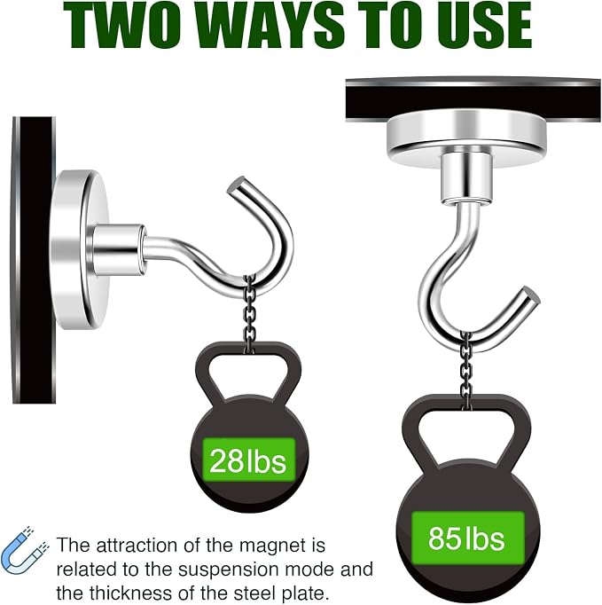 12 Pack Magnetic Hooks Heavy Duty 85lbs Strong Magnets | Metal Hooks for Cruise Cabins Industrial Strength Magnets Hook Perfect for Ships Outdoor Hanging Brackets Refrigerator - Image 8