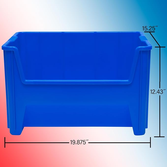 Akro-Mils 13017 Stak-N-Store Stackable Storage Bins, Heavy Duty Garage Storage Containers, Open Front Plastic Organizer for Tools, Shelves, Closet Organizer, 15" x 20" x 12-1/2", Clear, 3-Pack - Image 3
