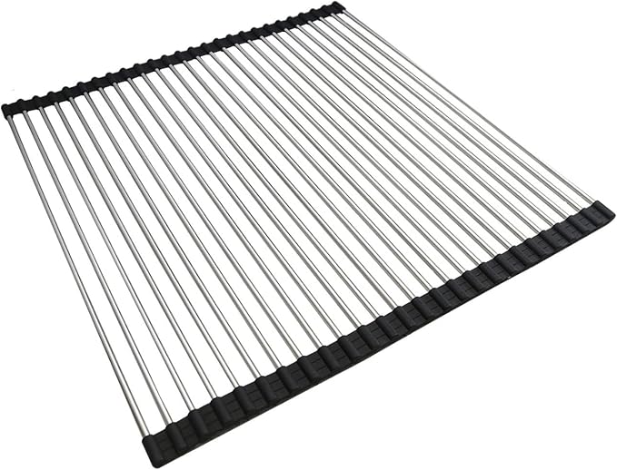 Ahyuan Roll up Dish Drying Rack Over The Sink Kitchen Roll up Sink Drying Rack Portable Dish Drainer Foldable Dish Drying Rack (Black, 20.5''X19.7'') by Unknown
