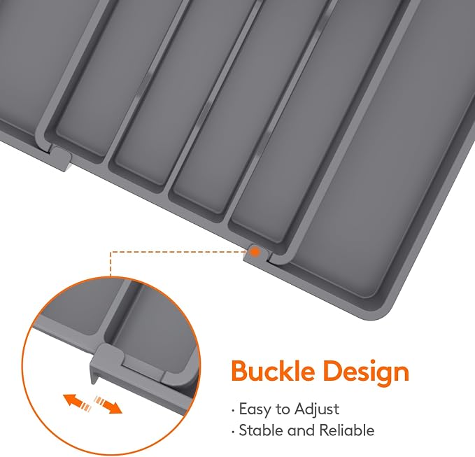 Lifewit Silverware Drawer Organizer, Expandable Utensil Tray for Kitchen, BPA Free Flatware and Cutlery Holder, Adjustable Plastic Storage for Spoons Forks Knives, 8.5-14 x 12", Dark Gray - Image 5