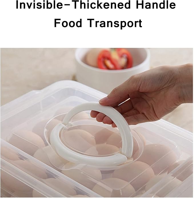 Egg Storage Container for Refrigerator, 3-Layer Deviled Egg Tray, Stackable Fridge Egg Organizer with Lid and Handle, Extra Large Holder, 60 Count Eggs Keeper(transparent 3 layer) | 3-Layer, 60 eggs, Stackable Storage Holder with Handle for Refrigerato... - Image 6