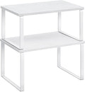 SONGMICS Cabinet Organizer Shelf, Set of 2 Spice Rack, Kitchen Storage | Kitchen Counter Storage Spice Rack, Particleboard, Steel, Snow White and Matte White, BYSTRO Collection UKCS02W01 by Unknown