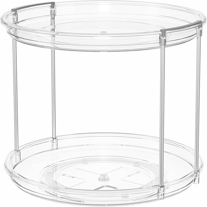 LAMU 3 Pack 2 Tier Lazy Susan Turntable Organizer 9.25'' Rotating Spice Rack Organization for Cabinet, Kitchen, Pantry, Countertop, Bathroom, Vanity, Medicine Cabinet Organizer, Clear - Image 7