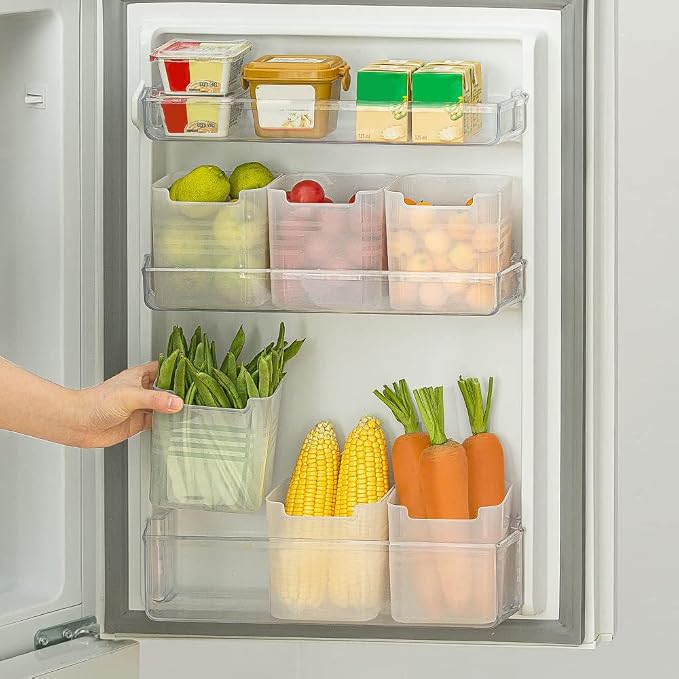 Refrigerator Organizer Box, Fridge Side Door Storage Containers Plastic Translucent Pack of 3 - Image 4