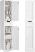 Iwell Tall Bathroom Cabinet, Slim Narrow Bathroom Storage Cabinet with Adjustable Shelves, Storage Cabinets with 1 Drawer, for Bathroom, Living Room, Entryway, Kitchen, White by IWELL