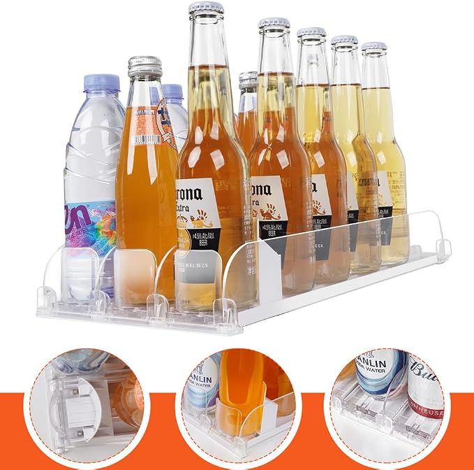 Stackable Soda Can Organizer for Refrigerator, Automatic Drink Dispenser with Pusher, Holds 25–30 Cans, 4 Row Fridge Organizer, Adjustable Beverage Rack, Easy Access Storage - Image 6