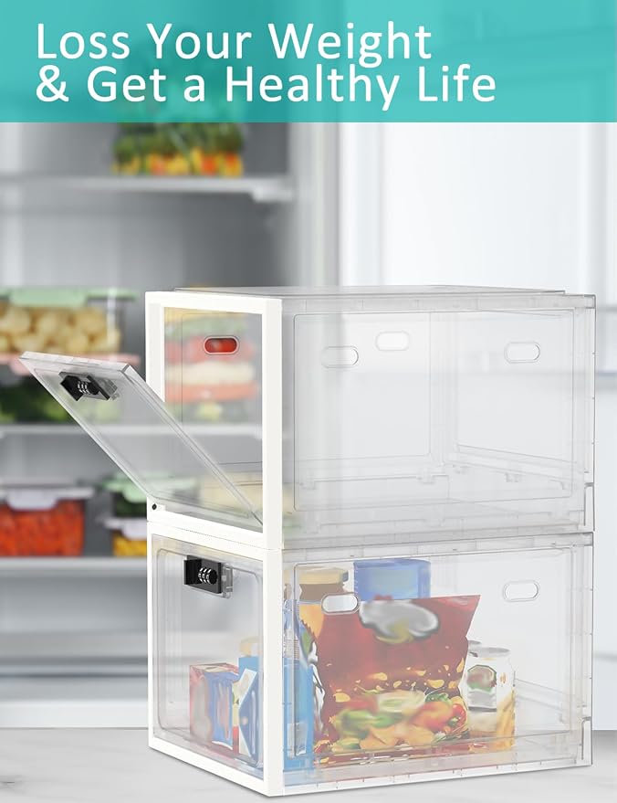 Medicine Lock Box for Safe Medication, 10L Lockable Storage Box for Fridge/Snacks Food, Phone Lock Boxes with Combination Code for Home/Dorms/Office Storage (1, Translucent White) - Image 2