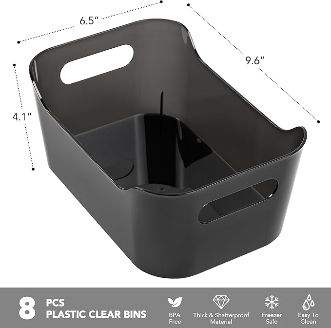 Tiawudi 8 Pack Plastic Storage Bins, Clear Pantry Organizers and Storage Containers, Multi-Use Organizer Bins for Kitchen, Bathroom, Office, Shelf, Fridge, Home Edit and Cabinet Organizers - Image 2