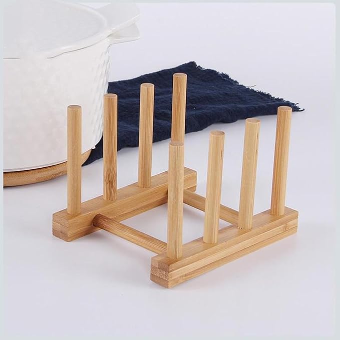 YWSHF Bamboo Wooden Dish Rack Drying for Kitchen Dish/Plate/Bowl/Cup/Pot Lid/Book (Pack of 2) - Image 4