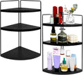 Corner Bathroom Counter Organizer Countertop Black, 2 Pack 3 Tier Corner Shelf Wood Vanity Tray Easy Assembly Space Saving Shelf for Kitchen, Bathroom, Dresser, Makeup, Office by Unknown