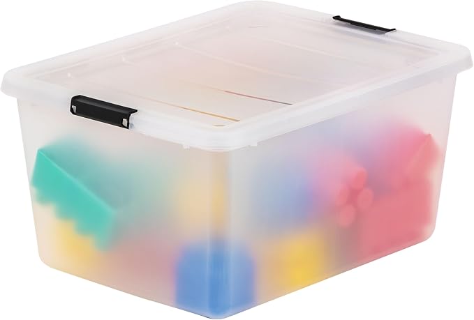 IRIS USA 6-Pack 32.5 Quart Clip Box with Latching Lid | Latching lid secures office and household supplies. Stackable, nestable design maximizes storage space - Image 7