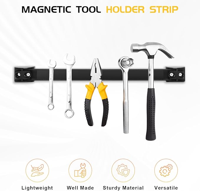 DGSL Heavy Duty Magnetic Tool Holder, 4 Pack 12" Wall Mount Organizer | Space-saving Magnetic Strip, Magnetic Knife Holder, Screwdrivers, Wrenches, Pliers, Garage and kitchen Organization - Image 4