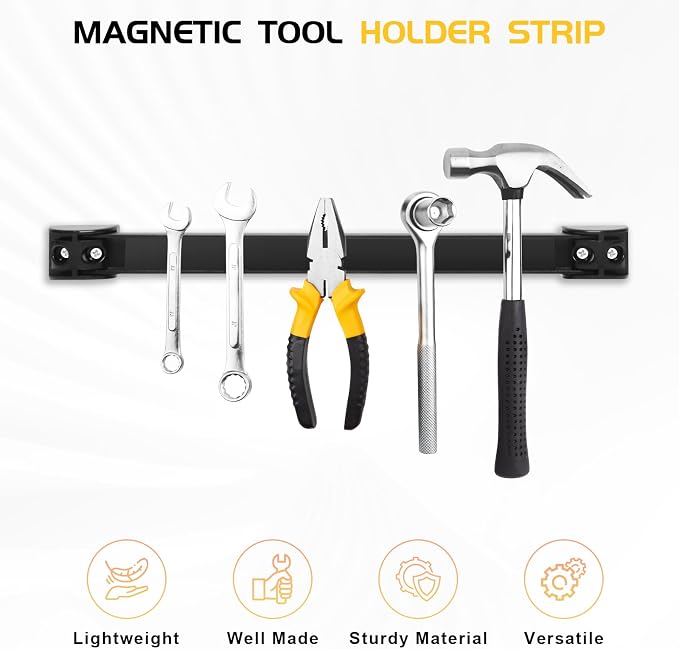 DGSL Heavy Duty Magnetic Tool Holder, 5 Pack 12" Wall Mount Organizer | Space-saving Magnetic Strip, Magnetic Knife Holder, Screwdrivers, Wrenches, Pliers, Garage and kitchen Organization - Image 4