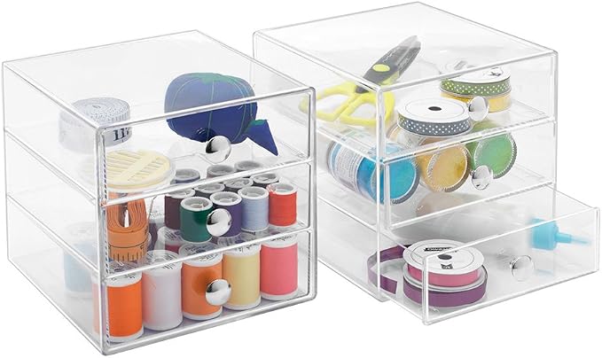 iDesign Stackable 3-Drawer Makeup Organizer, Clear | Bathroom Storage, Vanity Storage - Image 9