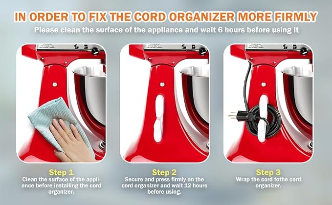 4 Pack Cord Organizer for Kitchen Appliances, Stick On Appliance Wire Organizer Wire Wrapper for Kitchen Appliances Stand Mixers (White) - Image 2