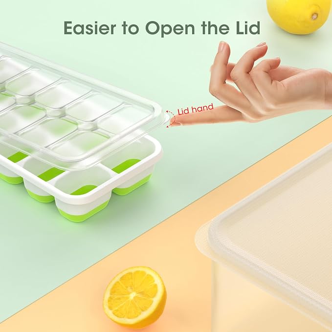 DOQAUS Ice Cube Tray with Lid and Bin,4 Pack Ice Cube Trays for Freezer | Silicone, Stackable. Easy Release Trays with Storage Bin & Scoop. Ideal for Freezer, Kitchen, RV, Cocktail, Coffee. - Image 7